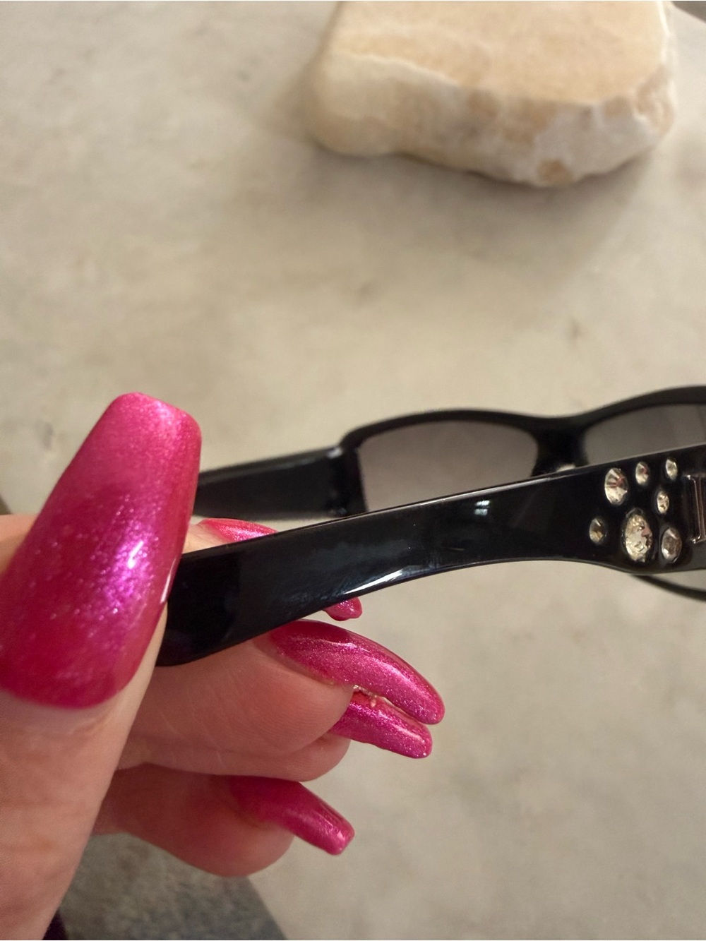 Vintage Dior Black Crystal-Studded Eyeglasses with Logo Accent - Picture 5 of 8